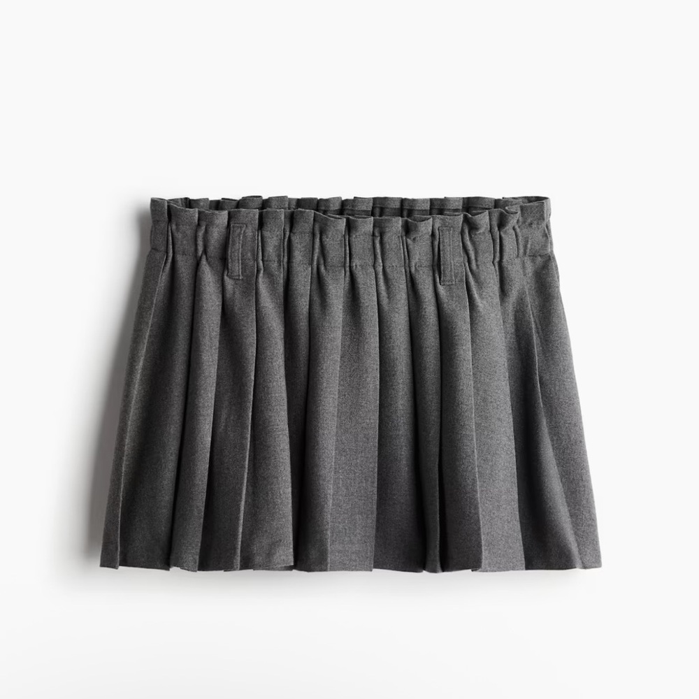 Gray Pleated Mini Skirt